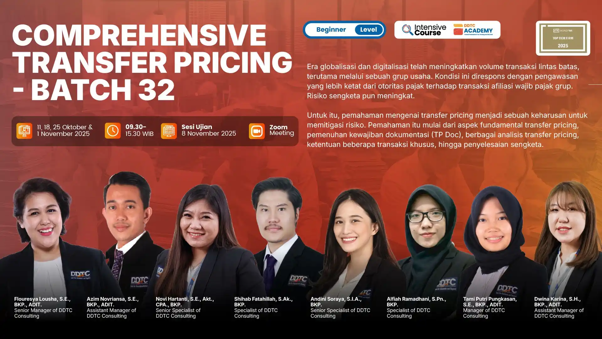 Pendaftaran intensive course Transfer Pricing Batch 32 Ditutup