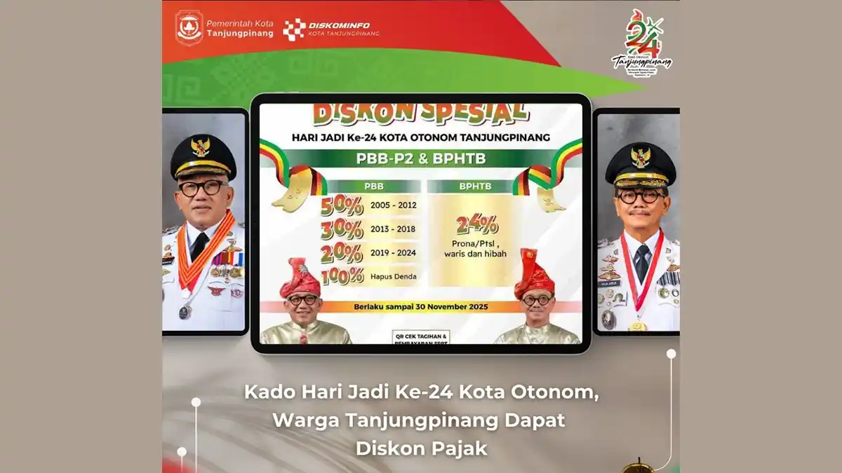 Pemkot Tanjungpinang Diskon PBB-P2 & Hapus Denda, Rayakan Hari