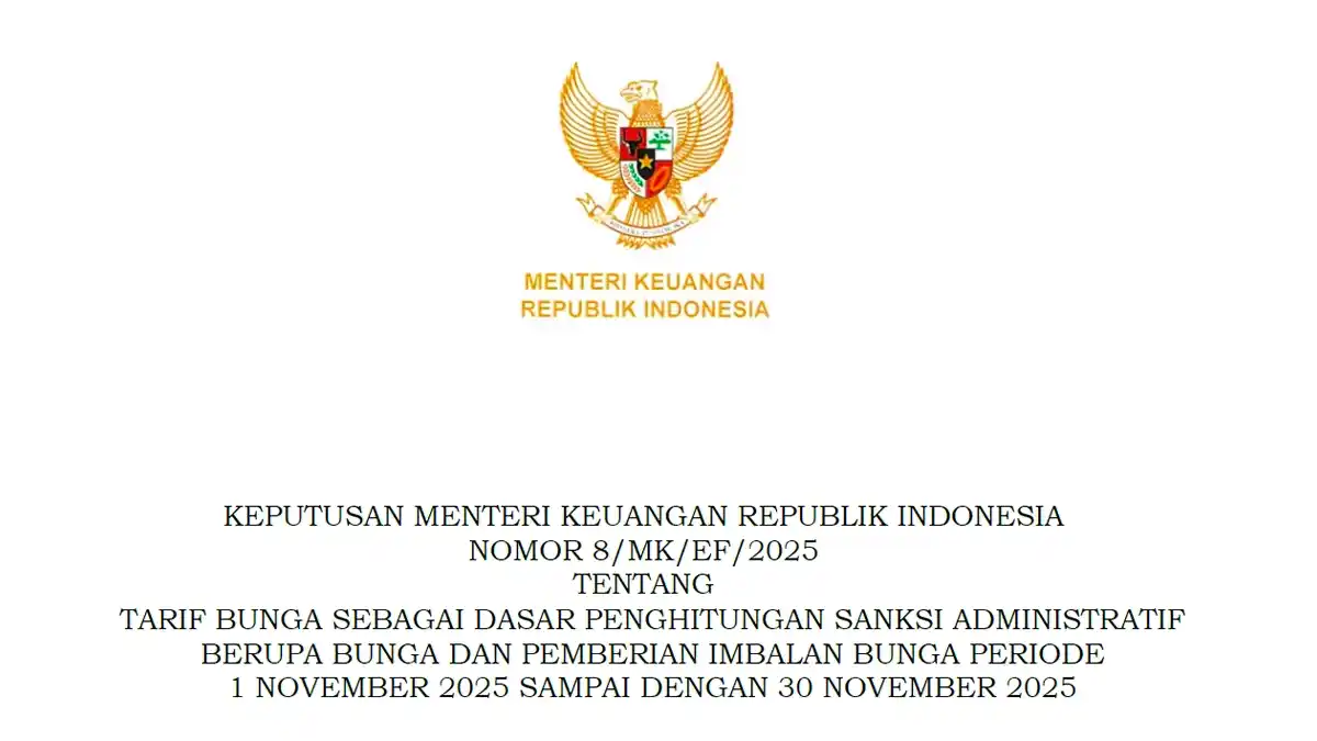 Tarif Bunga Sanksi Administrasi Pajak November 2025