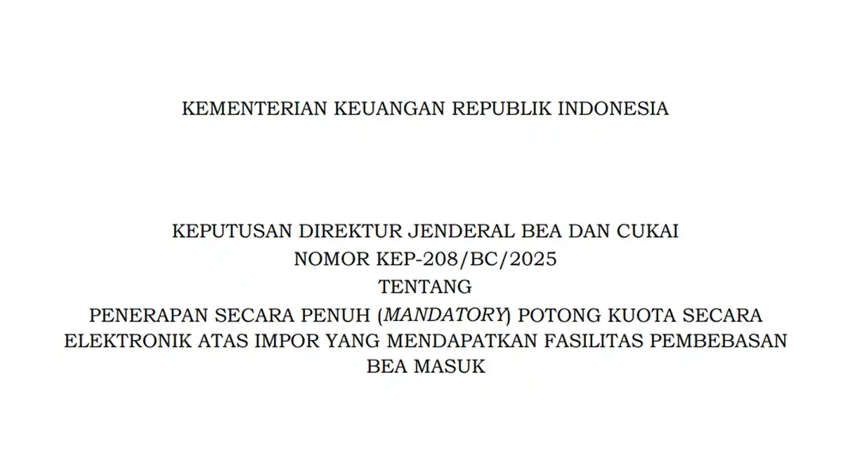 DJBC Terapkan Potong Kuota Impor Bebas Bea Masuk Otomatis
