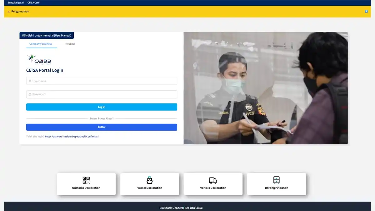 Cara Mendaftar di Portal CEISA 4.0 untuk Pengguna Jasa